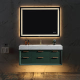Green Rubberwood 48" Vanity with Stone Slab and LED Mirror