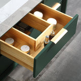 Green Rubberwood 48" Vanity with Stone Slab and LED Mirror