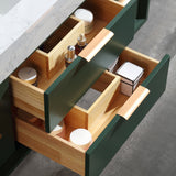 Green Rubberwood 48" Vanity with Stone Slab and LED Mirror