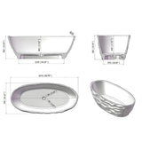 Luxury 66-Inch Blue Acrylic Resin Freestanding Bathtub Modern Oval Stand Alone Soaking Tub
