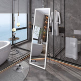 LED Full-Length Mirror Freestanding Lighted Floor Mirror Wall-Mounted 3-Color Dimmable Lighting Hanging Mirror