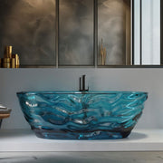 transparent blue acrylic resin freestanding soaking tub