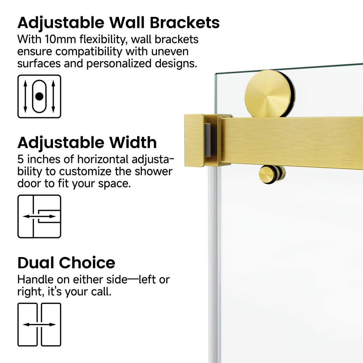 Frameless Double Sliding Glass Shower Door 60 x 76 Inch 10mm Tempered Glass Adjustable Width Soft Close Waterproof Modern Bathroom