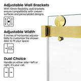 Frameless Double Sliding Glass Shower Door 60 x 76 Inch 10mm Tempered Glass Adjustable Width Soft Close Waterproof Modern Bathroom