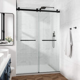 Frameless Double Sliding Glass Shower Door 60 x 76 Inch 10mm Tempered Glass Adjustable Width Soft Close Waterproof Modern Bathroom