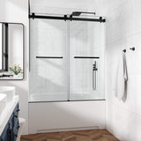 Frameless Double Sliding Glass Shower Door 60 x 76 Inch 10mm Tempered Glass Adjustable Width Soft Close Waterproof Modern Bathroom