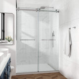 Frameless Double Sliding Glass Shower Door 60 x 76 Inch 10mm Tempered Glass Adjustable Width Soft Close Waterproof Modern Bathroom