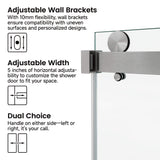 Frameless Double Sliding Glass Shower Door 60 x 76 Inch 10mm Tempered Glass Adjustable Width Soft Close Waterproof Modern Bathroom