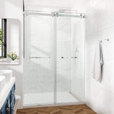 Frameless Double Sliding Glass Shower Door 60 x 76 Inch 10mm Tempered Glass Adjustable Width Soft Close Waterproof Modern Bathroom