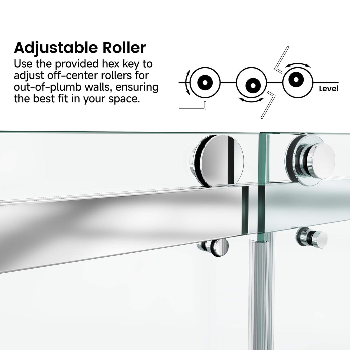 Frameless Double Sliding Glass Shower Door 60 x 76 Inch 10mm Tempered Glass Adjustable Width Soft Close Waterproof Modern Bathroom