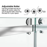 Frameless Double Sliding Glass Shower Door 60 x 76 Inch 10mm Tempered Glass Adjustable Width Soft Close Waterproof Modern Bathroom