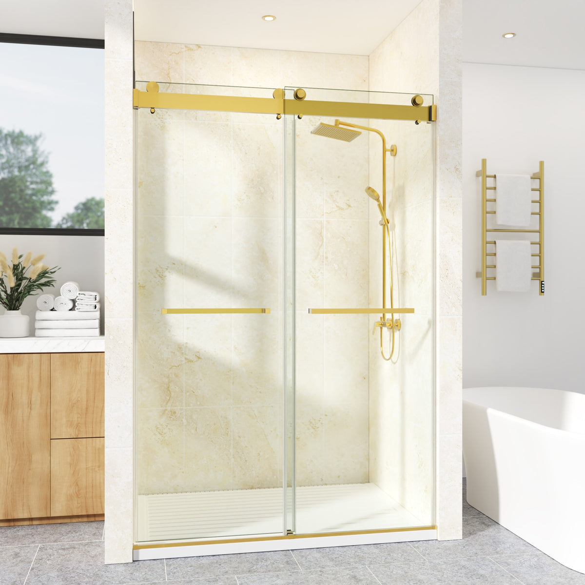 72 in. W × 76 in. H Frameless Double Sliding Shower Door