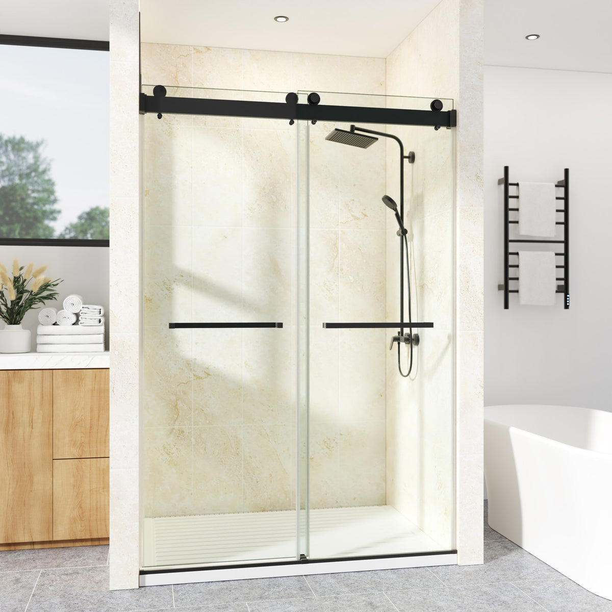 72 in. W × 76 in. H Frameless Double Sliding Shower Door