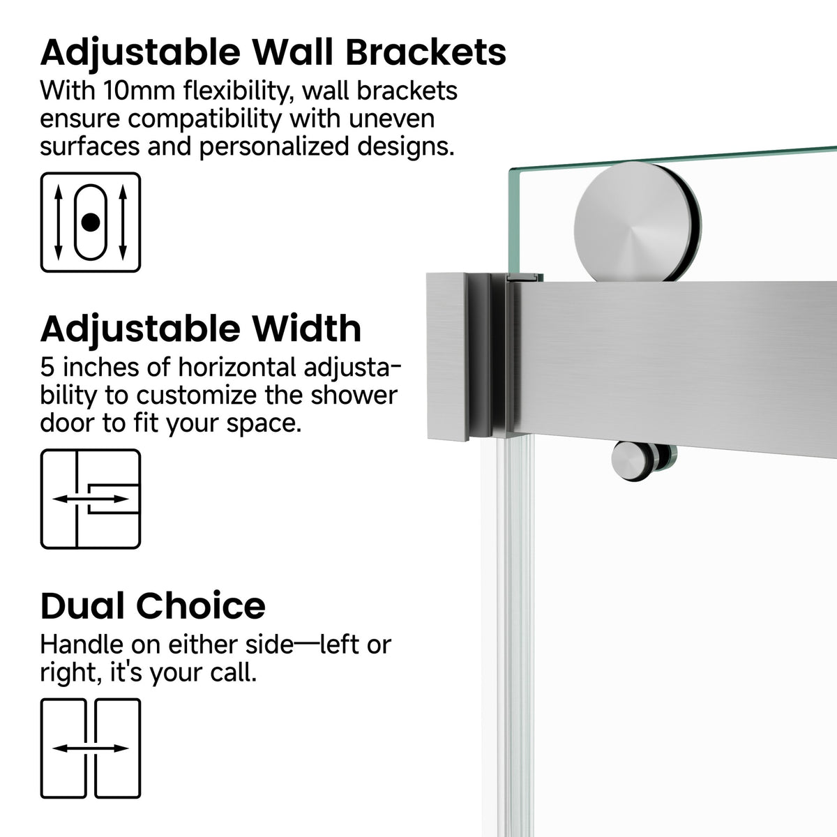 72 in. W × 76 in. H Frameless Double Sliding Shower Door