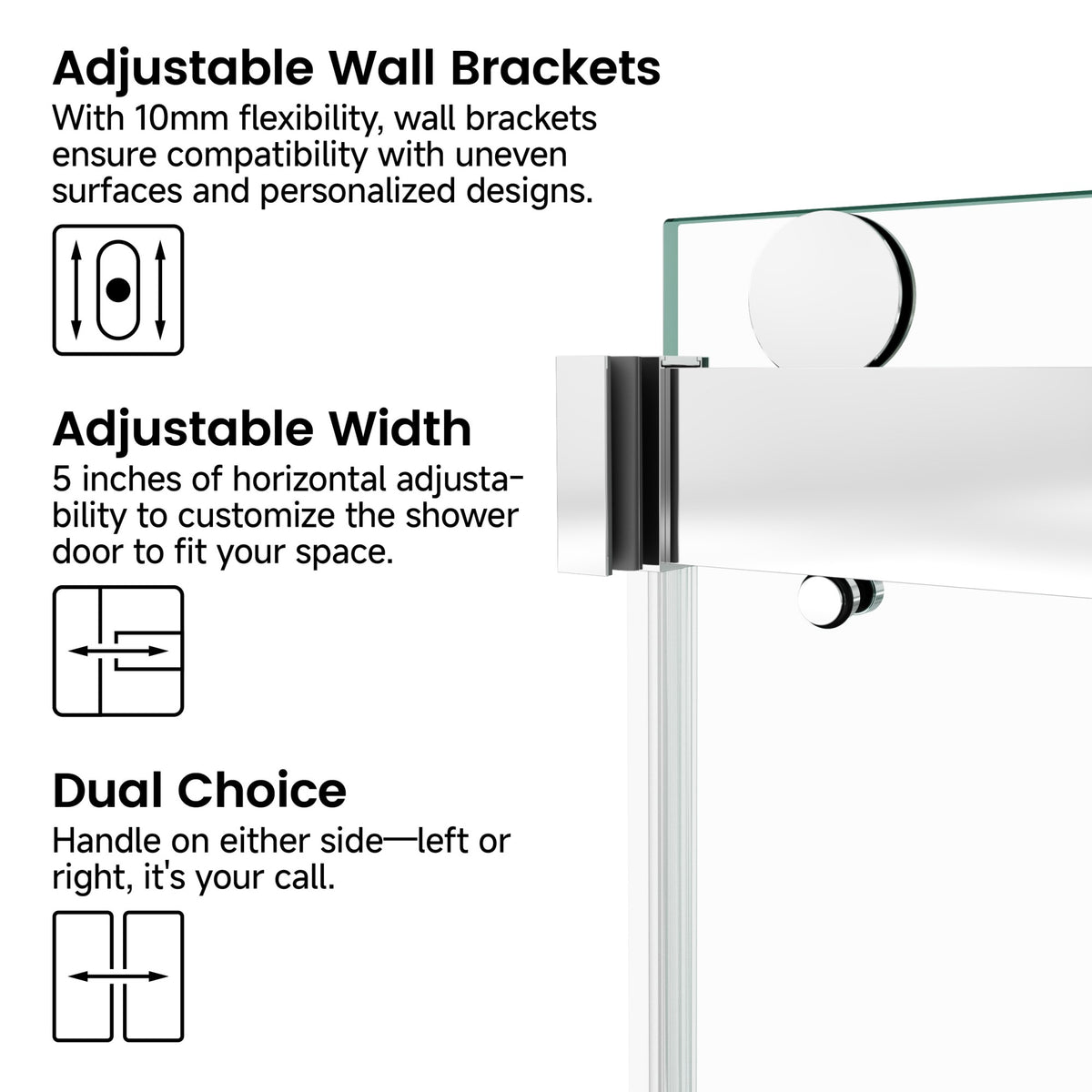 72 in. W × 76 in. H Frameless Double Sliding Shower Door