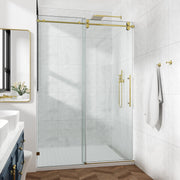 78 in. W × 76 in. H Frameless Sliding Shower Door with Adjustable Rollers