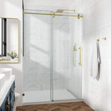 Frameless Glass Shower Door 54 x 76 Inch Sliding Shower Door 10 mm SGCC Tempered Glass with Handle and Seal Strips No Leak Design