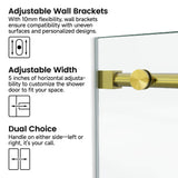 Frameless Glass Shower Door 54 x 76 Inch Sliding Shower Door 10 mm SGCC Tempered Glass with Handle and Seal Strips No Leak Design