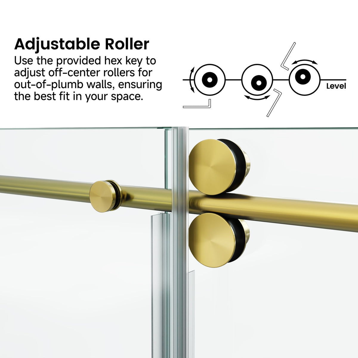 78 in. W × 76 in. H Frameless Sliding Shower Door with Adjustable Rollers