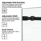 Frameless Glass Shower Door 54 x 76 Inch Sliding Shower Door 10 mm SGCC Tempered Glass with Handle and Seal Strips No Leak Design