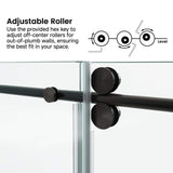 Frameless Glass Shower Door 54 x 76 Inch Sliding Shower Door 10 mm SGCC Tempered Glass with Handle and Seal Strips No Leak Design