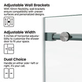 Frameless Glass Shower Door 54 x 76 Inch Sliding Shower Door 10 mm SGCC Tempered Glass with Handle and Seal Strips No Leak Design