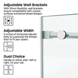 Frameless Glass Shower Door 54 x 76 Inch Sliding Shower Door 10 mm SGCC Tempered Glass with Handle and Seal Strips No Leak Design