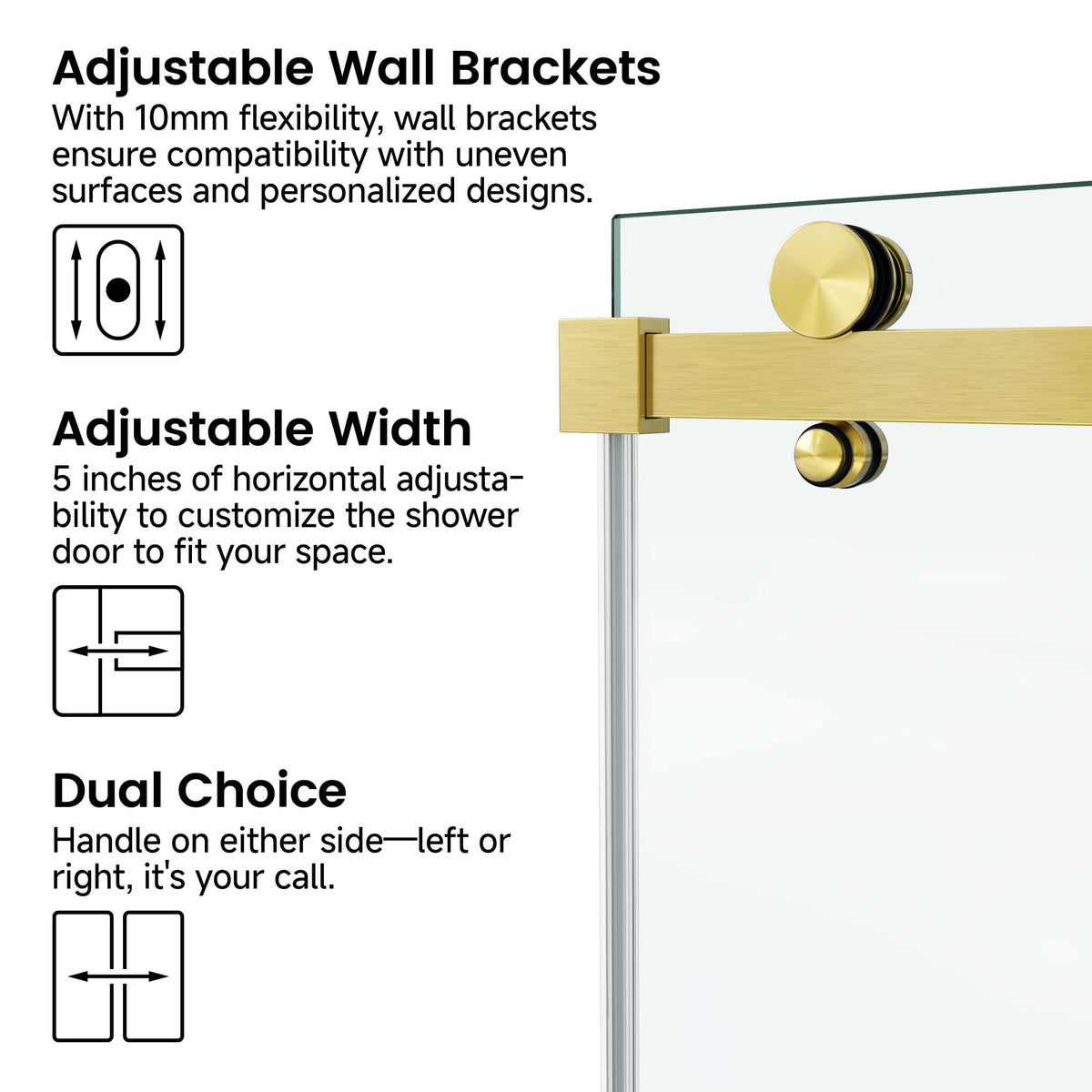 60 in. W × 76 in. H Frameless Sliding Shower Door with Fixed Panel