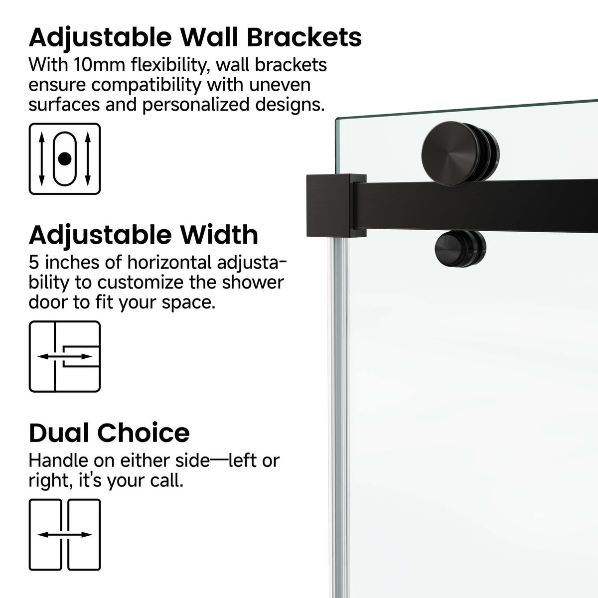 60 in. W × 76 in. H Frameless Sliding Shower Door with Fixed Panel