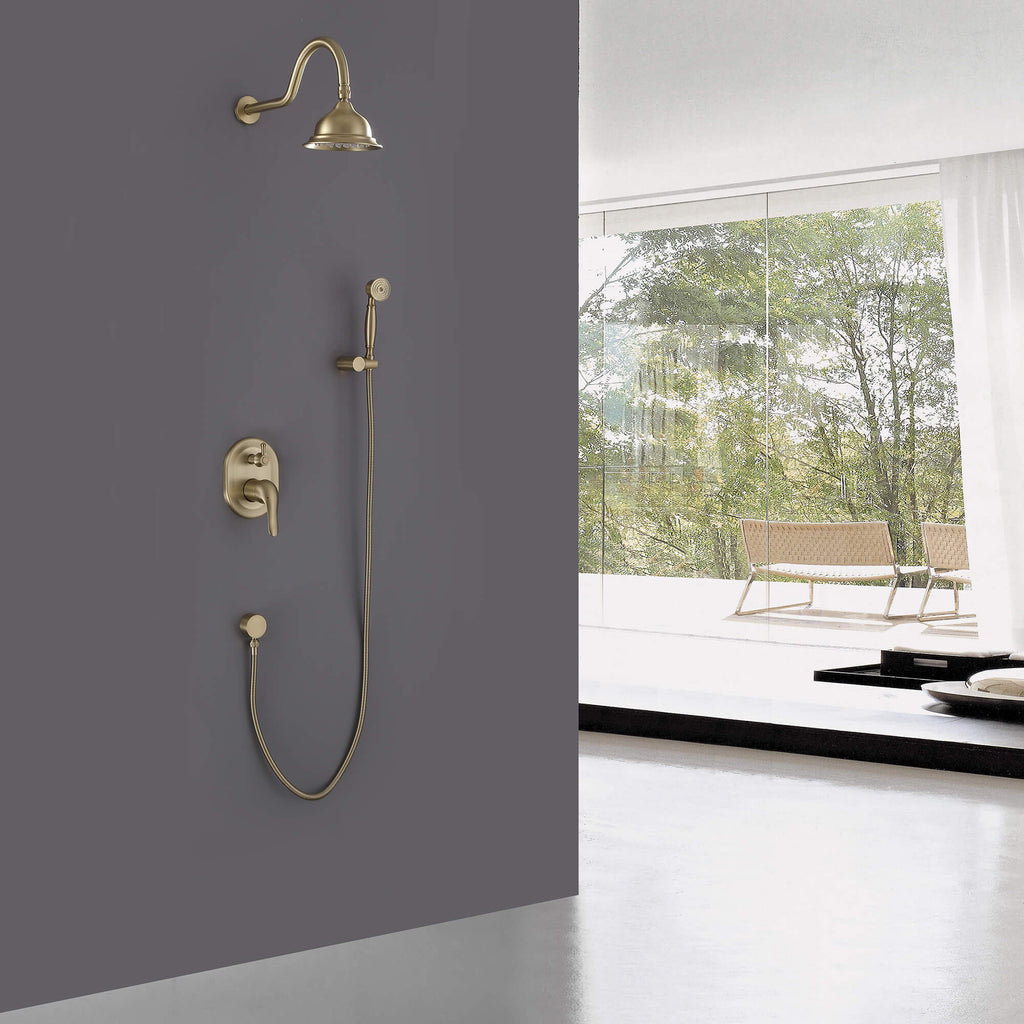 wall mounted shower faucet gold