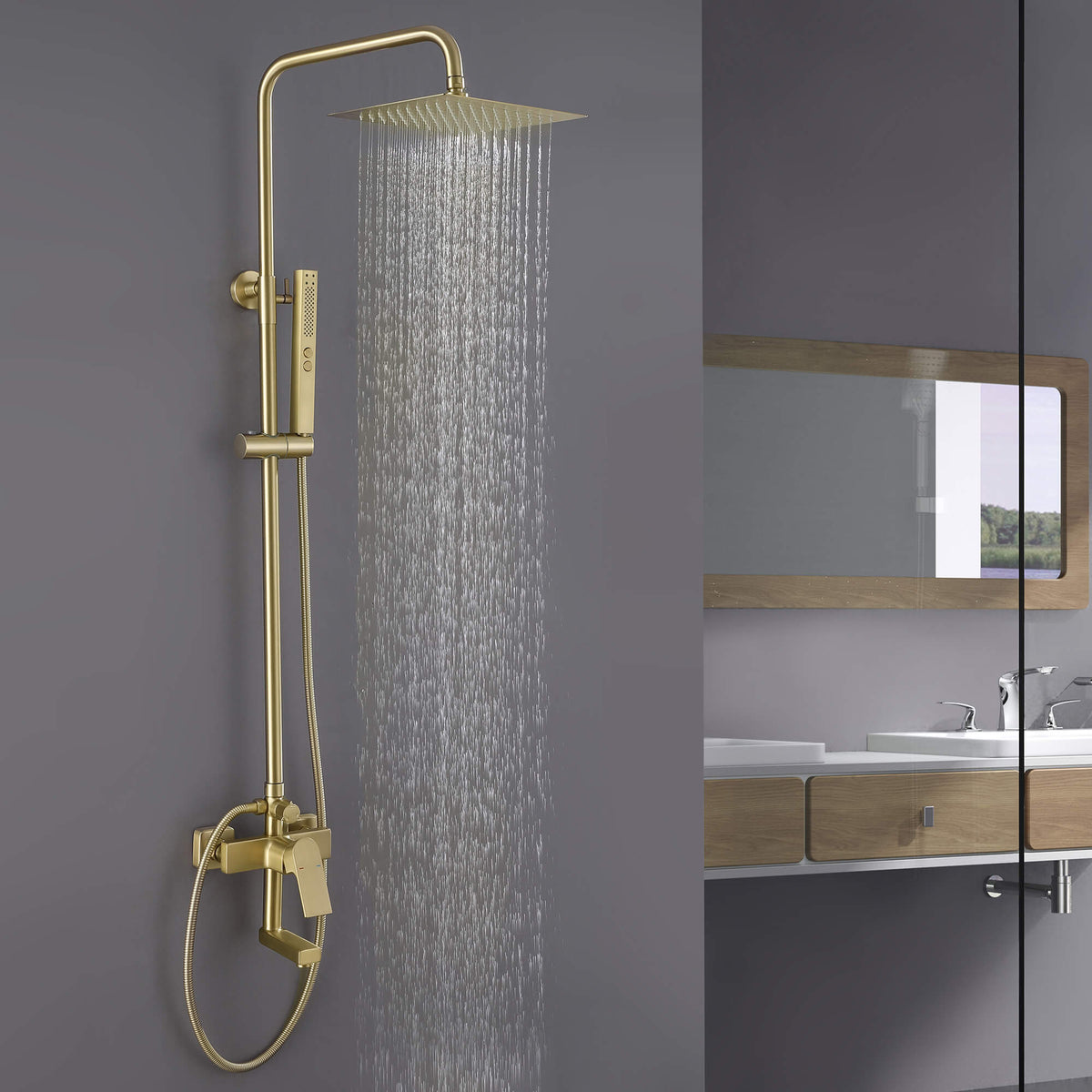 Wall-Mounted 3-Function Shower Kit with Jet & Spray Modes