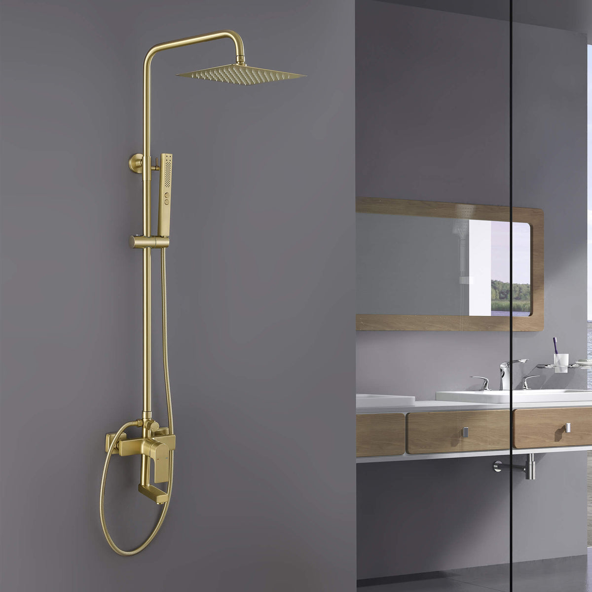 Rainfall Shower System with 3-Function and Dual Handheld Spray