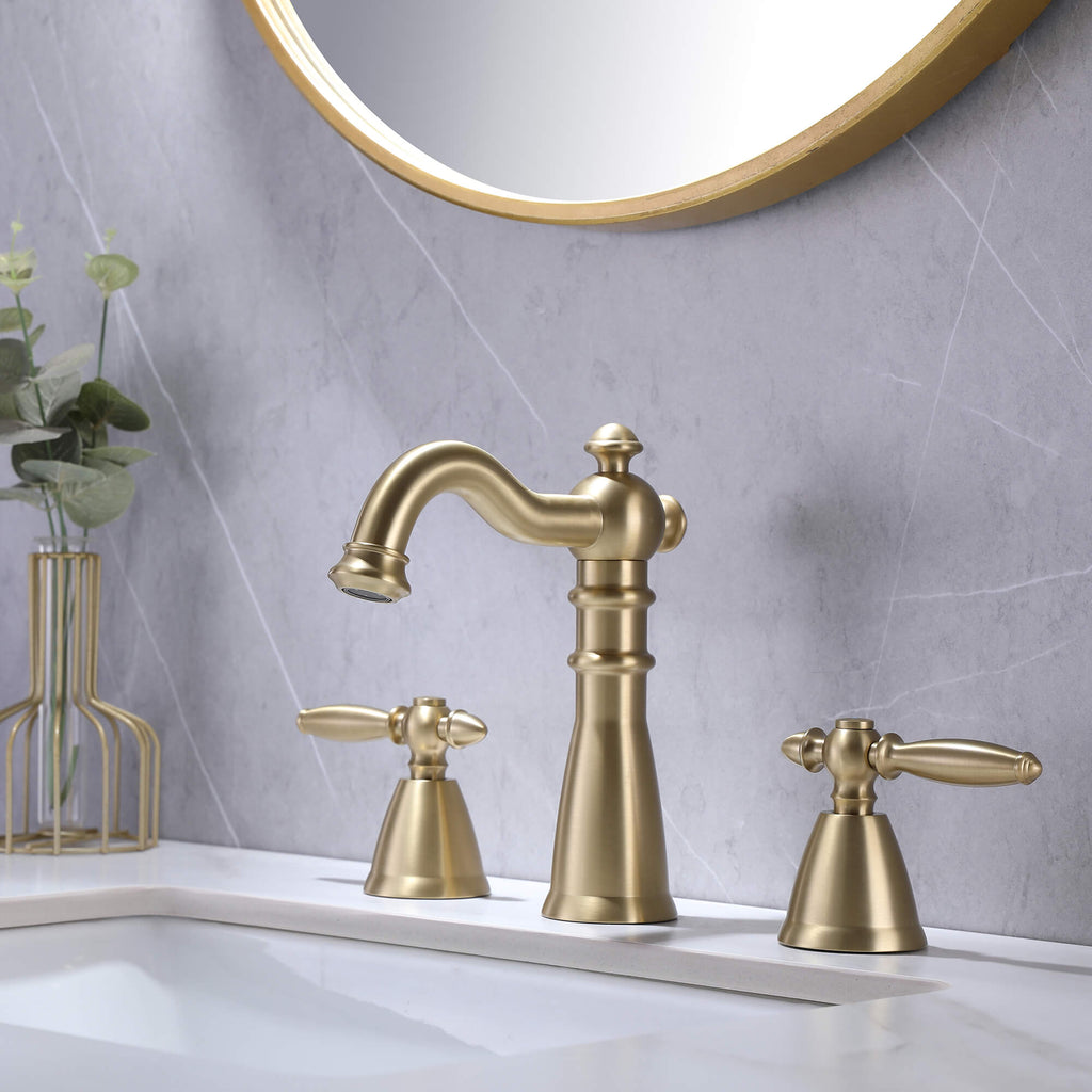 Antique Brass Widespread Bathroom Faucet Farmhouse Washingroom Vanity –  Rbrohant