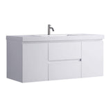 Elegant 48" Floating White Vanity with Sink, Drawers & Cabinets