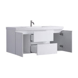 48" Floating / Wall Mount White Bathroom Vanity with Sink Drawers and Cabinets