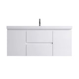 48" Floating / Wall Mount White Bathroom Vanity with Sink Drawers and Cabinets