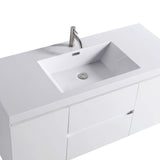Elegant 48" Floating White Vanity with Sink, Drawers & Cabinets