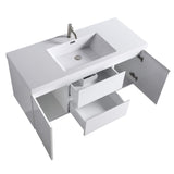Elegant 48" Floating White Vanity with Sink, Drawers & Cabinets