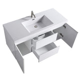 48" Floating / Wall Mount White Bathroom Vanity with Sink Drawers and Cabinets