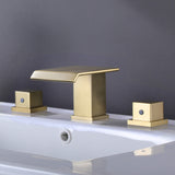 Waterfall Bathroom Faucet Solid Brass Widespread 3-Hole Vanity Tap
