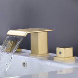 Waterfall Bathroom Faucet Solid Brass Widespread 3-Hole Vanity Tap