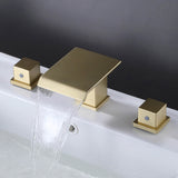 Waterfall Bathroom Faucet Solid Brass Widespread 3-Hole Vanity Tap