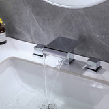 Waterfall Bathroom Faucet Solid Brass Widespread 3-Hole Vanity Tap
