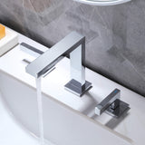 Modern Widespread Chrome Bathroom Sink Faucet Two Handle Solid Brass JK0013