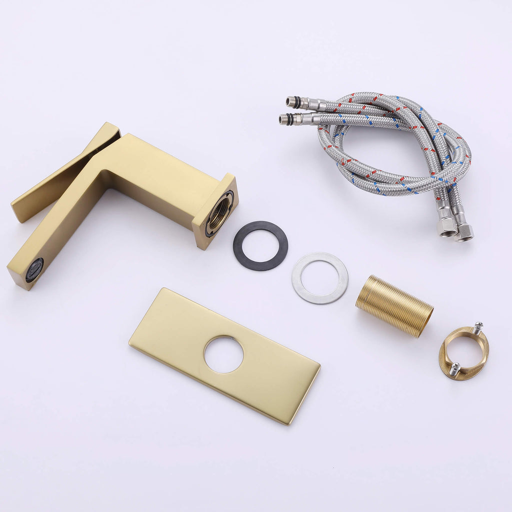 Contemporary Flat Spout Faucet for Deck Mount Sink