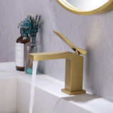 Bathroom Sink Faucet Single Handle with Faucet Cover Brushed Gold JK0018