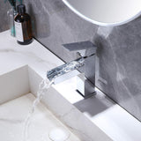 Waterfall Spout Bathroom Vanity Sink Faucet Single Lever Handle Polished Chrome JK0021