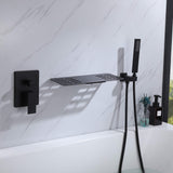 Waterfall Tub Faucet Wall Mount Tub Filler with Hand Shower JK0038