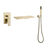 Waterfall Bathtub Faucet Hot And Cold Mixedb With Hand Shower Brushed Gold JK0039