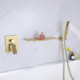 Waterfall Bathtub Faucet Hot And Cold Mixedb With Hand Shower Brushed Gold JK0039